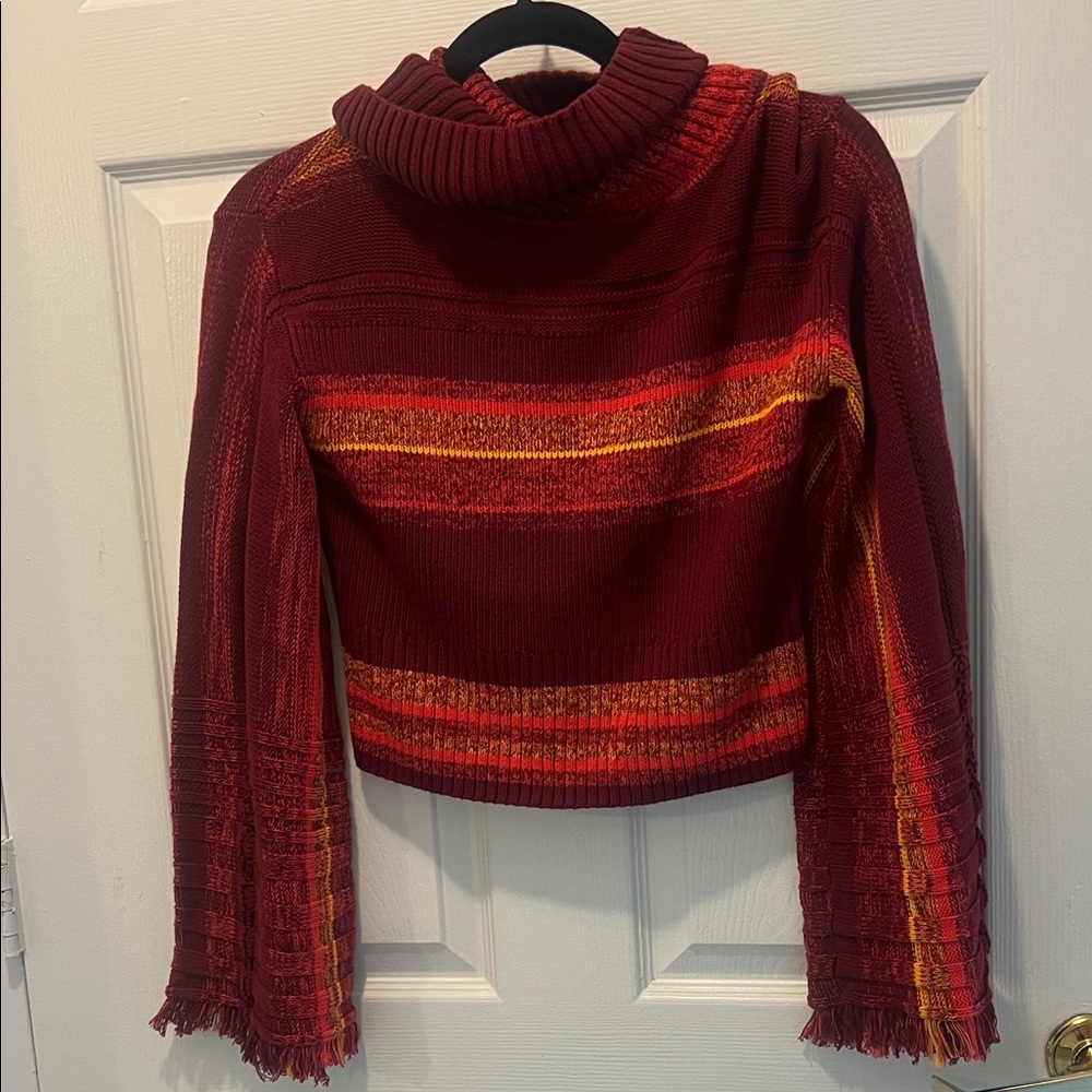 Free People Striped Cropped Turtleneck Sweater